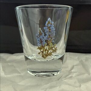 Shot Glass - Floral with Blue and Gold Design